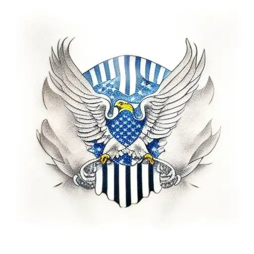 American Eagle And American Flag For The Arm