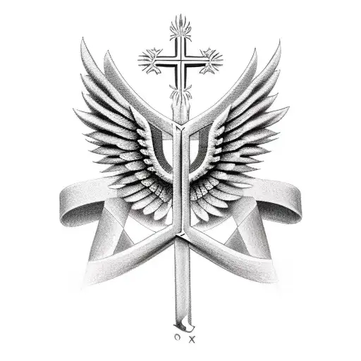 Christian Cross With Angelic Wings