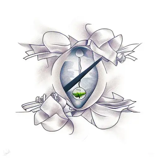 Hourglass With Cancer Ribbon Wrapped Around The Middle