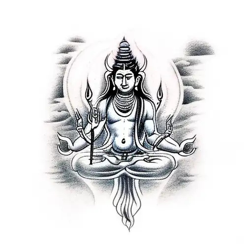 Create A Tattoo Of Lord Shiva Meditating Under A Waterfall