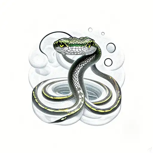 A Snake That Wraps Around In A Geometric Mythology Style