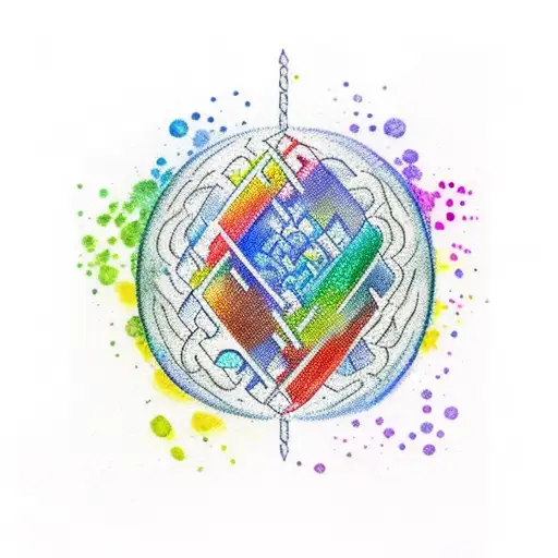 Watercolored Dna With A Brain On The Top And Dompamine In The Back