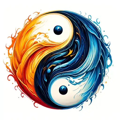 69 Position In Ying Yang Symbol With Colors
