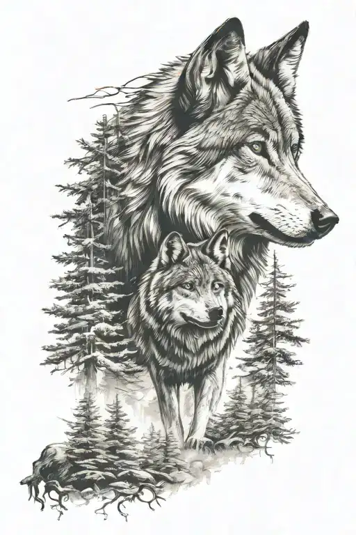 Wolf In A Forest Scene With A Hidden Message