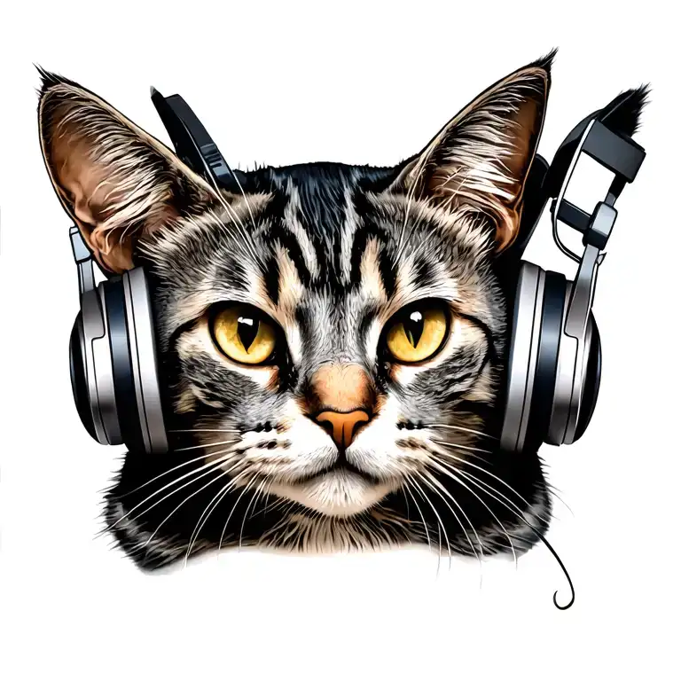 Cat Wearing Headphones