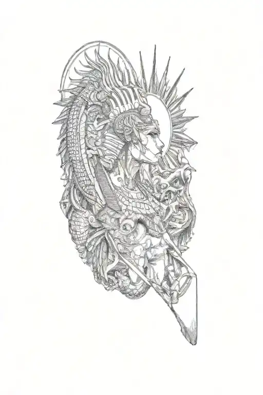 An Egyptian Pharaoh With A Dragon Wrapped Around