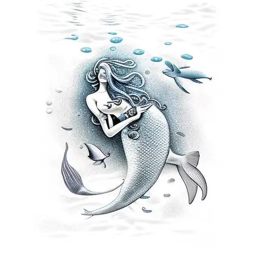 Underwater Scene With A Mermaid