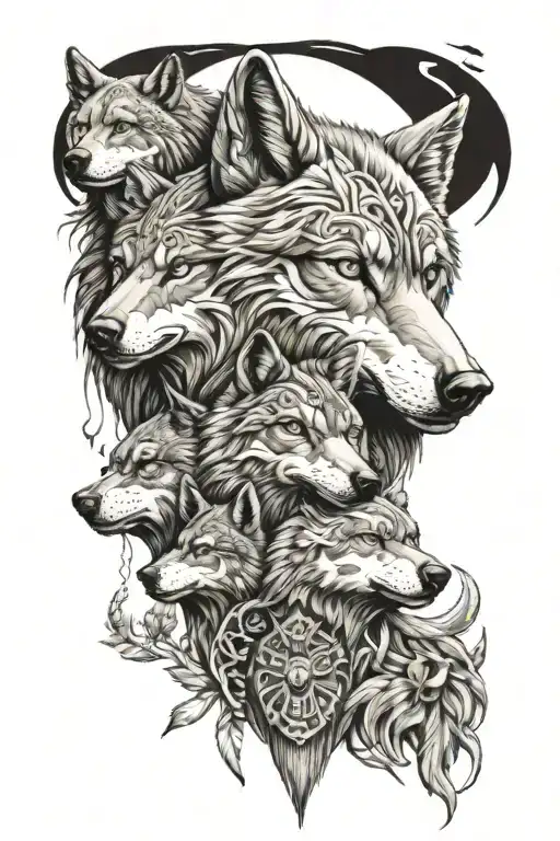 Wolf Horse Egale Bear Totem Pole Intertwined