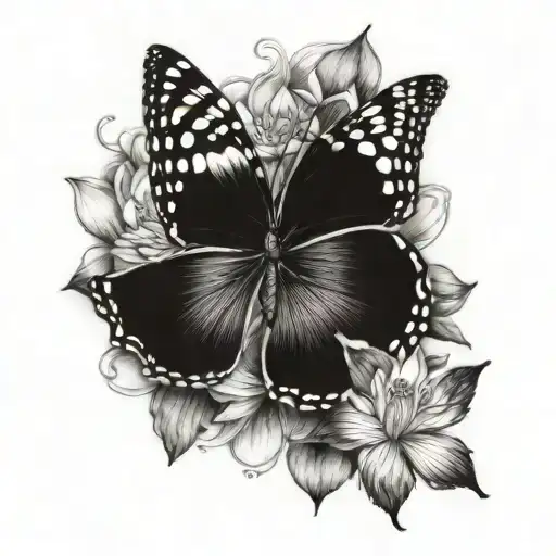 Butterfly Around Lotus Flower
