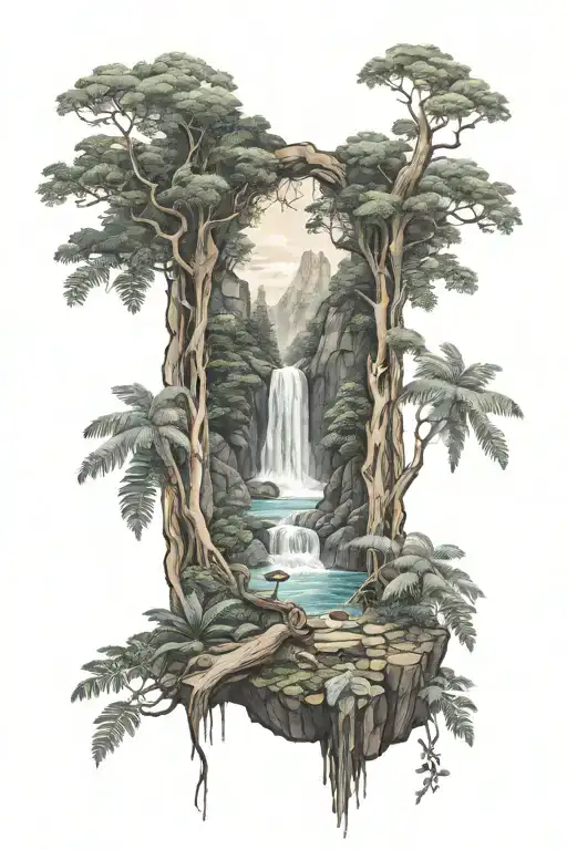 Forrest And Waterfall Sleeve