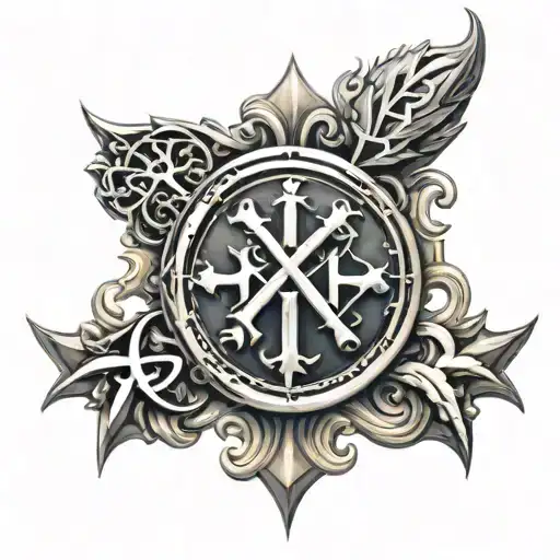 Chi Rho Alpha And Omega Symbol Incorporating Elements