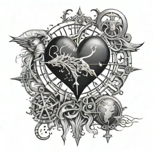 Wold And Black Heart Symbol Integrated Capricorne Astrolosie Sign And Passion Word