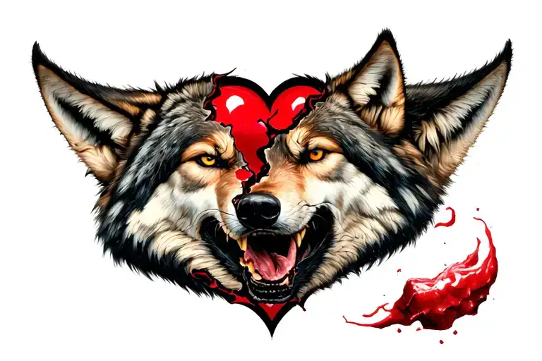 Wolf Eating Torn Heart