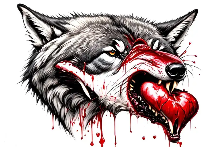 Wolf Eating Bloody Heart