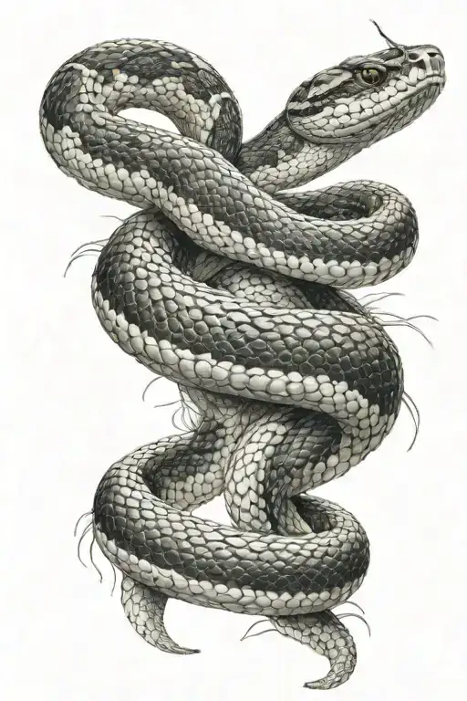 Rattle Snake Wrapped And Striking Tattoo Design