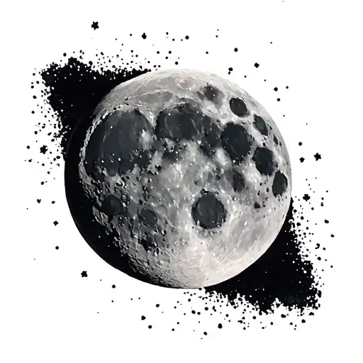 Number 6 On Left Side Of Moon Overlapping Like Shadow On The Moon Surface