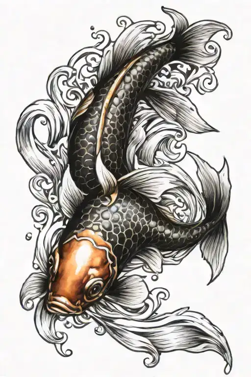 Koi Fish With Poseidon Trident