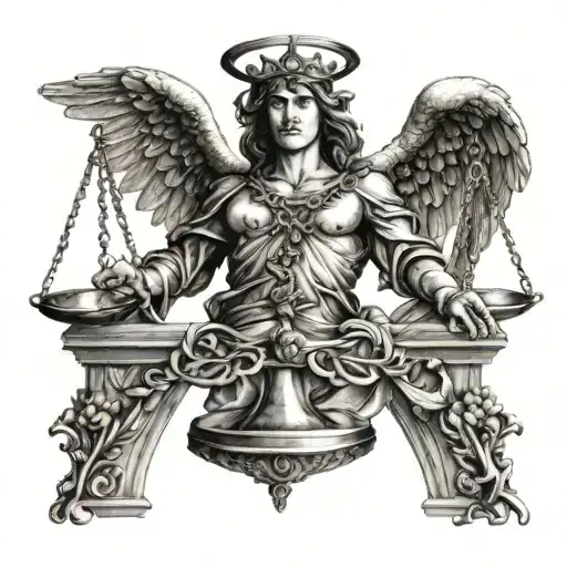 Scales Of Justice With Blindfold Fallen Angel