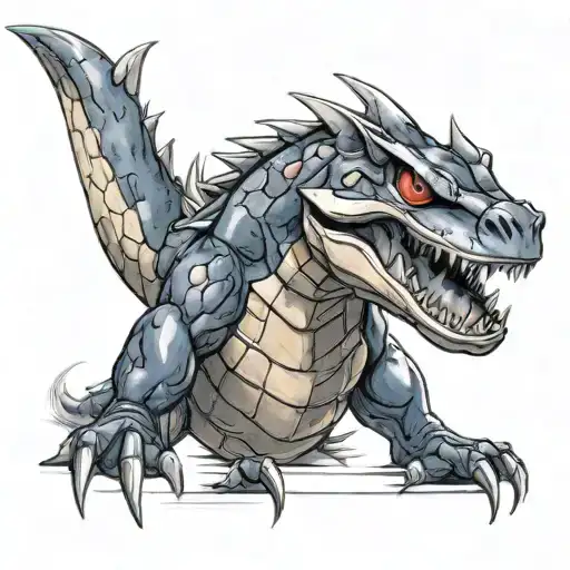 A Realistic Portrait Of The Pokemon Garchomp In A D&d Themed Setting