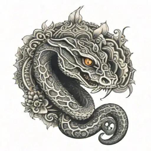 Snake Head Surrounded By Mandala Design Incorporating