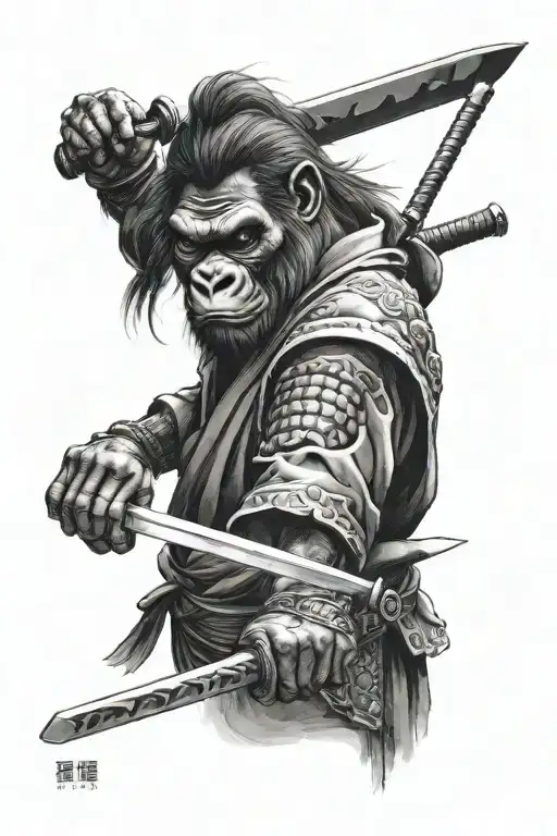 Samurai With A Gorilla Face And Sword