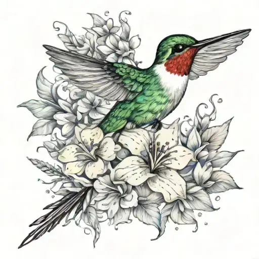Hummingbird Surrounded By Flowers Blooming Flowers
