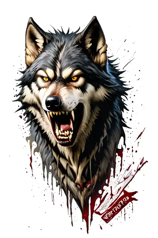 Angry Wolf With Scars All Over