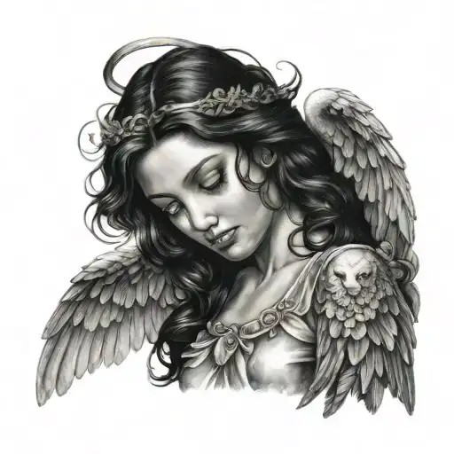 Beautiful Guardian Angel With Black Hair