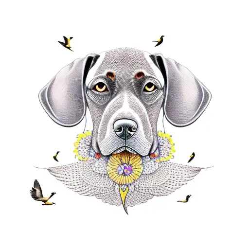 German Shorthair Pointer With Birds