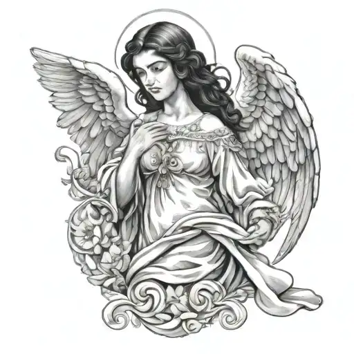 Beautiful Guardian Angel With Black Hair