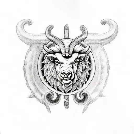 Aries Ram Tatto Hand Realistic