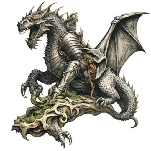 Knight Crushing A Dragon
