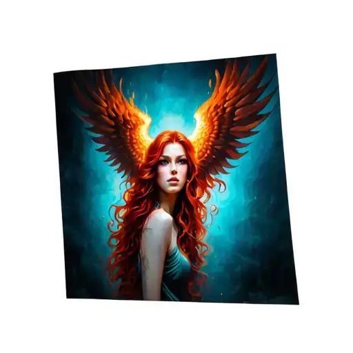 Red Hair Woman Phoenix Rising From The Ashes