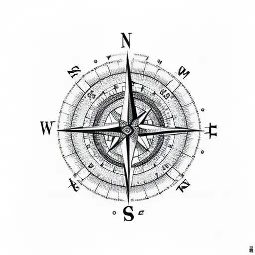 Compass With Mountains And Coordinates