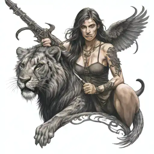 Huntress With A Lion And Scorpion