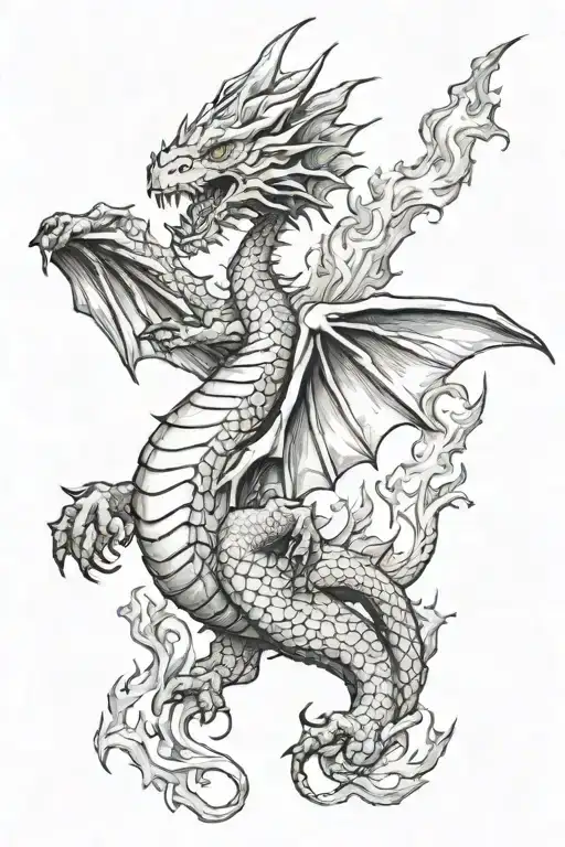 Dragon Flying Breathing Fire