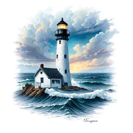 Lighthouse With Wreack