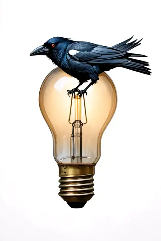 Biomechanical Crow On Top Of A Light Bulb