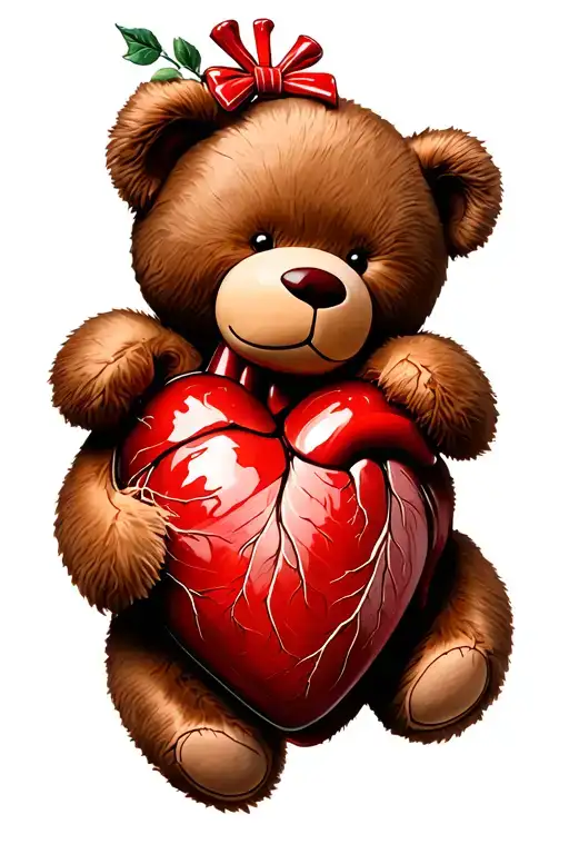 Human Heart And Teddy Bear Surrounded By A Framework