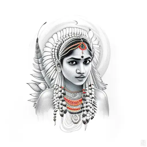 Indian Girl With Wolf