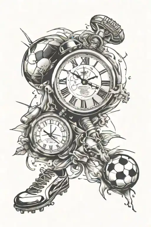 Football And Track And Clock