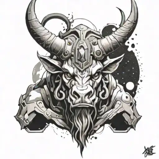 Overlord Anime Inspired Minotaur With A Space Themed Background