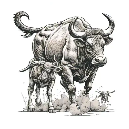 Bull Taking Bullets For Son