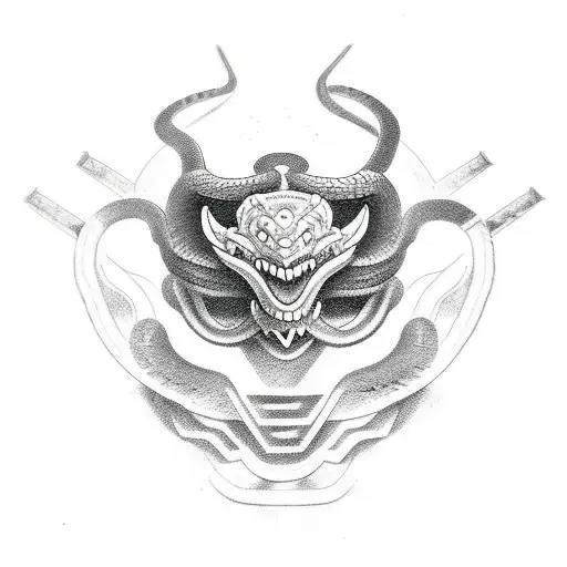 Oni Mask Sword And Snake