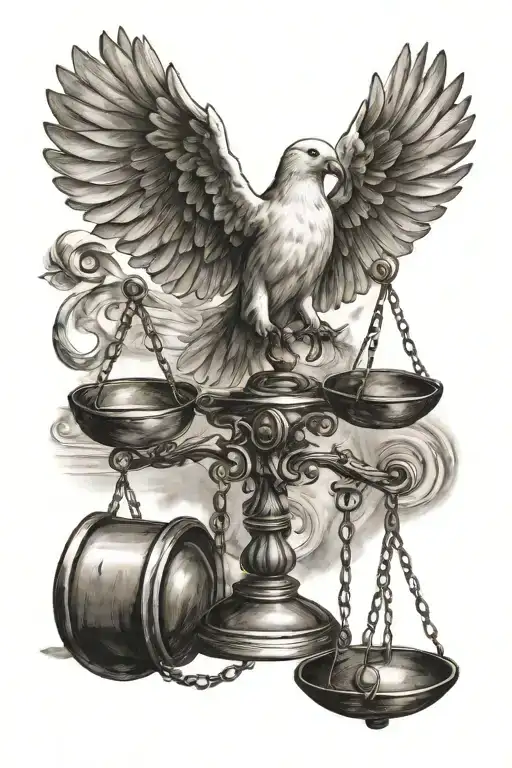 Scale Of Justice And Dove Flying