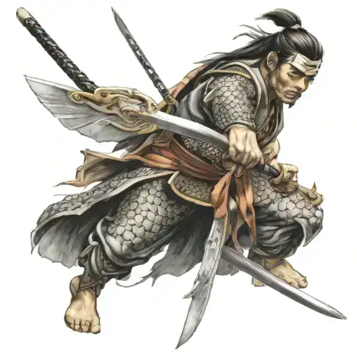 Japanese-filipino Warrior Wielding A Sword