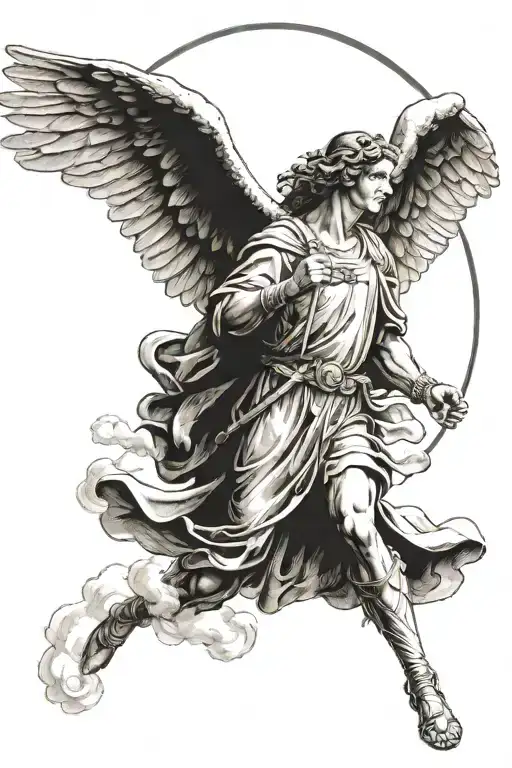 Saint Raphael The Archangel With Cloudy Background