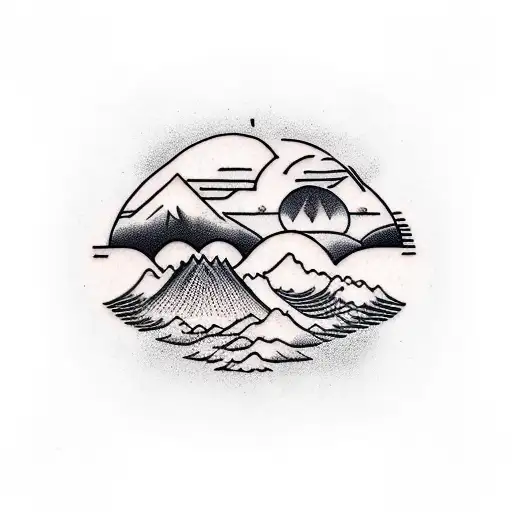 Palm Trees Three Little Birds Waves Two Mountain Peaks