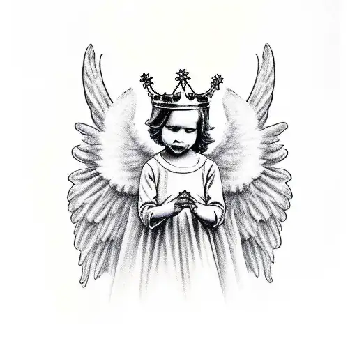 Angel With A Crown Between His Hands Who's Going To Make A Kid Become A Prince