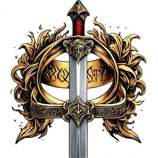 Lord Of The Ring With Sword And Ring Surrounded